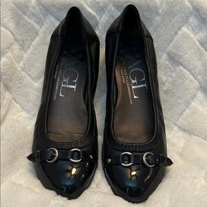 AGL Black Patent Leather Flats gently worn size 38 1/2